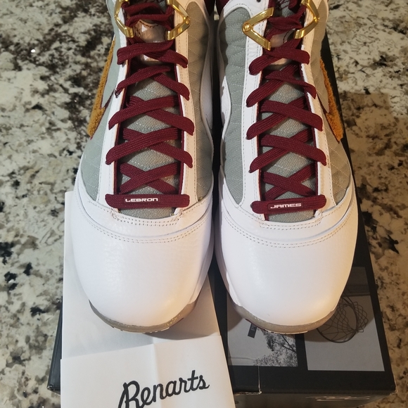 LeBron James White and Gold Sneakers